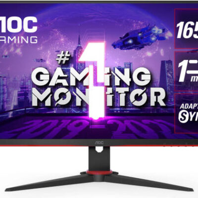 AOC 27G2SE 27" AdaptiveSync Gaming Monitor, 165Hz 1920 1080VA Display, 1ms Response Time, 16.7M Color, 178° (H) / 178° (V) Viewing Angle, VGA 1, HDMI 1.4 2, DP 1.2 1, Black- Red