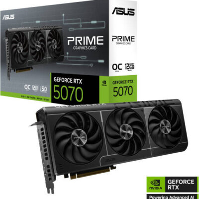 ASUS Prime GeForce RTX 5070 OC Edition Graphics Card, 12GB GDDR7 192-Bit Memory, 2557MHz Boost Clock, 6144 CUDA Cores, 28 Gbps Memory Speed, PCI Express Gen 5 | 90YV0M10-M0NA00