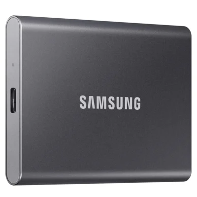 Samsung T7 1TB USB 3.2 Gen.2 Portable SSD, Up to 1,050MB/sec Read & Up to 1,000 MB/sec Write Speeds, 256-Bit AES Hardware Encryption, AES 256-Bit,Titanium Grey | MU-PC1T0T/WW